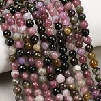 Natural Multicolor Tourmaline Beads Strands, Round, 5~5.5mm, Hole: 0.8mm, about 75pcs/strand, 15.47''(39.3cm)(G-B175-B03-5mm)
