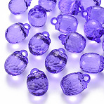 Autumn Theme Transparent Acrylic Pendants, Faceted, 3D Persimmon, Medium Purple, 27.5x19.5mm, Hole: 4mm, about 95pcs/500g(TACR-T024-04B-936)