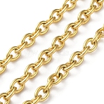 304 Stainless Steel Rolo Chains, Unwelded, with Spool, Ion Plating(IP), Real 18K Gold Plated, 8x6x1.5mm, about 32.81 Feet(10m)/Roll(CHS-R020-08G-05)