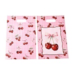 50Pcs 2 Styles Cherry Printed Plastic Gift Storage Tote Bags, Party Favor Bags with Die-Cut Handles, Rectangle, Pink, 25x16.5x0.01cm, about 25pcs/style(PL-CBAAD12-01)