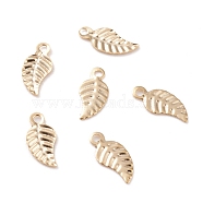 Brass Charms, Leaf, Real 24K Gold Plated, 9x4x0.2mm, Hole: 1mm(X-KK-Y003-11G)