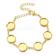 Brass Bracelet Making, Flat Round, Golden, Tray: 12mm, 6-3/4 inch(170mm)(MAK-Q008-04)