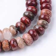 Natural Red Jasper Beads Strands, Rondelle, 6x4mm, Hole: 1mm, about 95~98pcs/strand, 14.17~14.96 inch(G-R403-4x6-06)