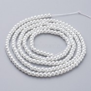 Glass Pearl Beads Strands, Pearlized, Round, White, 4~5mm, Hole: 1mm, about 200pcs/strand, 30.71 inch(78cm)(HY-4D-B01)