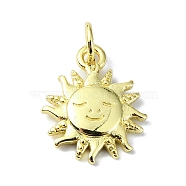 Brass Pendants, Sun, Real 18K Gold Plated, 15.5x12.5x2mm, Hole: 3mm(KK-H475-40G-02)