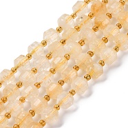 Natural Citrine Beads Strands, Energy Prism Cut Double Terminated Points Beads, Faceted Bicone Barrel Drum Beads, with Seed Beads, 8~8.5x7.5~8mm, Hole: 1.2mm, about 38pcs/strand, 15.75 inch(40cm)(G-C171-D02-02)