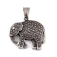 304 Stainless Steel Pendants, Elephant Charm, Antique Silver, 31x33x5.5mm, Hole: 8.5x4.5mm(STAS-K283-16AS)