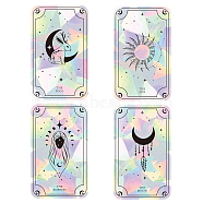 4Pcs 4 Patterns PVC Colored Laser Stained Window Film Adhesive Static Stickers, Electrostatic Window Stickers, Moon Phase Pattern, 200x150mm, 1pc/pattern(STIC-WH0008-006)
