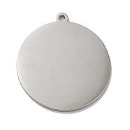 304 Stainless Steel Pendants, Stamping Blank Tag, Flat Round Charm, Stainless Steel Color, 33x30x1.5mm, Hole: 2mm(STAS-K270-16P)