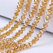 Electroplate Glass Beads Strands, AB Color Plated, Faceted, Rondelle, Peru, 6x5mm, Hole: 1mm, about 83~85pcs/strand, 38~39cm(EGLA-A034-T6mm-B05)