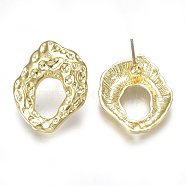 Alloy Stud Earring Findings, with Loop, Steel Pins, Light Gold, 22x18mm, Hole: 1.4mm, Pin: 0.7mm(PALLOY-S121-73)