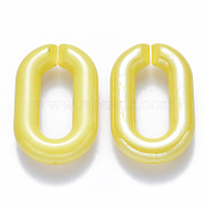 Opaque Acrylic Linking Rings, Quick Link Connectors, for Cable Chains Making, Pearlized, Oval, Yellow, 31x19.5x5.5mm, Inner Diameter: 19.5x7.5mm(X-OACR-S036-006A-H09)