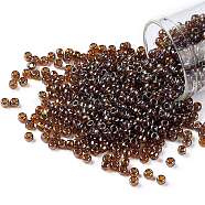 TOHO Round Seed Beads, Japanese Seed Beads, (454) Gold Luster Root beer, 8/0, 3mm, Hole: 1mm, about 1111pcs/50g(SEED-XTR08-0454)