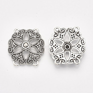 Tibetan Style Alloy Multi Strand Links, Cadmium Free & Lead Free,, Flower, Antique Silver, 28x30x6mm, Hole: 2mm, about 366pcs/1000g(TIBE-S314-50AS-LF)