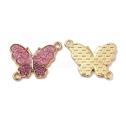 Rack Plating Alloy Enamel Connector Charms, Butterfly Links with Glitter Powder, Long-Lasting Plated, Cadmium Free & Nickel Free & Lead Free, Golden, Indian Red, 14x19.5x2mm, Hole: 1.3mm(ENAM-K069-22G-03)