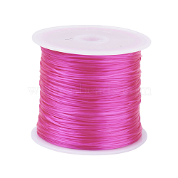 Flat Elastic Crystal String, Elastic Beading Thread, for Stretch Bracelet Making, Deep Pink, 0.8mm, 60m/roll(X-EW-O001-01L)