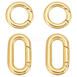 4Pcs 2 Styles Ion Plating(IP) 304 Stainless Steel Spring Gate Rings, Round Ring & Oval, Golden, 12x2.3mm, 2pcs/style(STAS-UN0050-05)