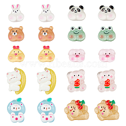 SUPERFINDINGS 80Pcs 10 Style Translucent Resin Cabochons, Printed Animals and Glitter Animals, Mixed Color, 8~26x10~18x3.5~8mm, 8pcs/style(CRES-FH0001-17)