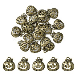 20Pcs Tibetan Style Halloween Pumpkin Jack-O'-Lantern Alloy Pendants, Lead Free & Cadmium Free, Antique Bronze, 18x16x3mm, Hole: 1.8mm(TIBEP-YW0001-43AB)