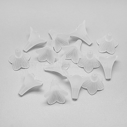 5-Petal Transparent Acrylic Bead Caps, Trumpet Flower Beads, Frosted, Clear, 21.5x22x21mm, Hole: 1.5mm(X-FACR-S014-SB518)