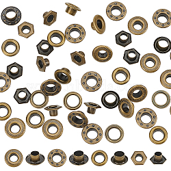 WADORN 200Pcs 4 Styles Brass Grommet Eyelet Findings for Shoes, Antique Bronze, 9~12x10.5~12x5mm, Hole: 4.5~6mm, 50pcs/style(KK-WR0001-22)