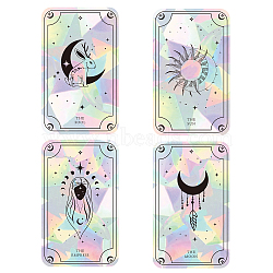 4Pcs 4 Patterns PVC Colored Laser Stained Window Film Adhesive Static Stickers, Electrostatic Window Stickers, Moon Phase Pattern, 200x150mm, 1pc/pattern(STIC-WH0008-006)