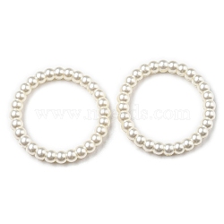 ABS Imitation Pearl Connector Charms, Ring Links, White, 38.5x5mm(OACR-K001-30B)