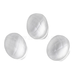 Glass Cabochons, Faceted, Flat Back, Oval, Clear, 10x8x4mm(GLAA-D016-09)