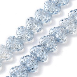 Electroplate Transparent Glass Beads Strands, Heart, Light Steel Blue, 13x15mm, Hole: 1.2mm, about 50pcs/strand, 25.59''(65cm)(EGLA-R114-02A-PL03)