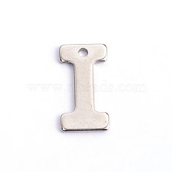 Tarnish Resistant 304 Stainless Steel Letter Charms, Letter.I, 11x5.5x0.5mm, Hole: 1mm(X-STAS-O072-I)