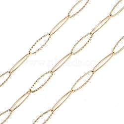 304 Stainless Steel Horse Eye Link Chains, Unwelded, with Spool, Golden, 20.5x6x1mm, about 32.81 Feet(10m)/Roll(CHS-C006-06G)