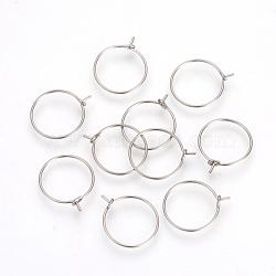 Tarnish Resistant 304 Stainless Steel Hoop Earrings, Stainless Steel Color, 24x20x0.5mm, 24 Gauge(STAS-R071-40)