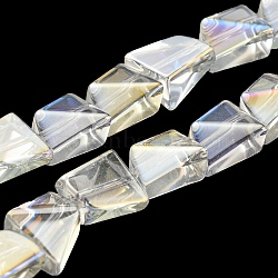 AB Color Plated Electroplate Transparent Glass Beads Strands, Faceted Polygon, Clear AB, 8x7x5mm, Hole: 1mm, about 80pcs/strand, 25.04 inch(63.6cm)(EGLA-G037-06A-AB01)