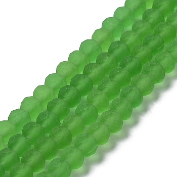 Transparent Glass Beads Strands, Faceted, Frosted, Rondelle, Lime Green, 4mm, Hole: 1mm