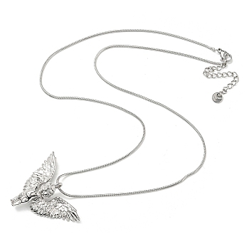 304 Stainless Steel Angel Pendants Necklaces, Snake Chain Necklaces for Women, Stainless Steel Color, 20.47 inch(52cm)
