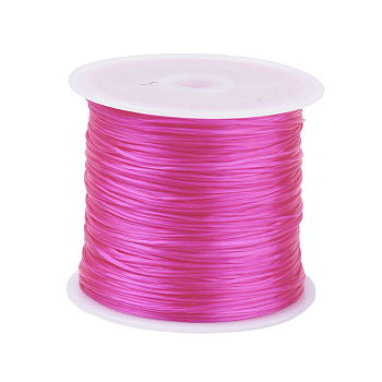 Flat Elastic Crystal String, Elastic Beading Thread, for Stretch Bracelet Making, Deep Pink, 0.8mm, 60m/roll
