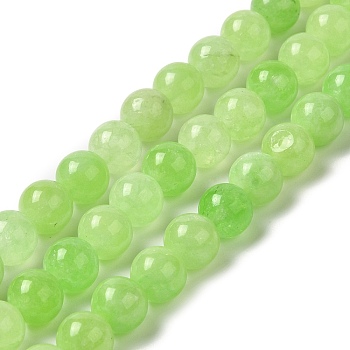 Natural Dyed Jade Beads Strands, Round, Pale Green, 8.5mm, Hole: 0.8mm, about 45~46pcs/strand, 14.69''~15.04''(37.3~38.2cm)