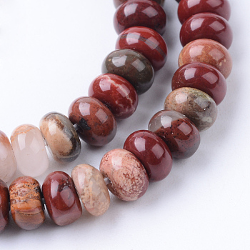 Natural Red Jasper Beads Strands, Rondelle, 6x4mm, Hole: 1mm, about 95~98pcs/strand, 14.17~14.96 inch