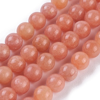 Natural Peach Calcite Beads Strands, Round, 10mm, Hole: 1mm, about 38~40pcs/strand, 15.3 inch~15.75 inch(39~40cm)