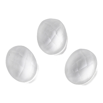 Glass Cabochons, Faceted, Flat Back, Oval, Clear, 10x8x4mm