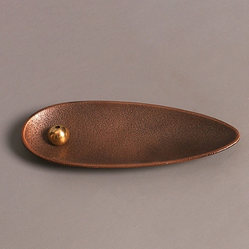 Alloy Incense Burners, Leaf Incense Holders, Home Office Teahouse Zen Buddhist Supplies, Red Copper, 137x50mm