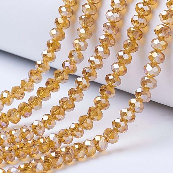 Electroplate Glass Beads Strands, AB Color Plated, Faceted, Rondelle, Peru, 6x5mm, Hole: 1mm, about 83~85pcs/strand, 38~39cm