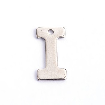 304 Stainless Steel Letter Charms, Letter.I, 11x5.5x0.5mm, Hole: 1mm