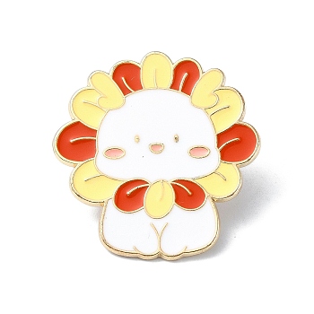 Animal Enamel Pin, Alloy Brooch for Backpack Clothes, Cadmium Free & Lead Free, Flower, Golden, 30x29x1.5mm