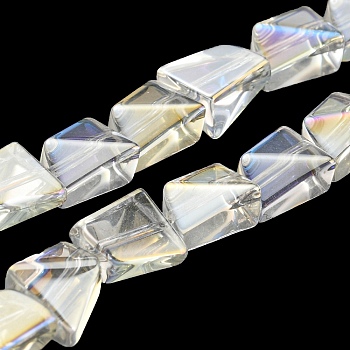 AB Color Plated Electroplate Transparent Glass Beads Strands, Faceted Polygon, Clear AB, 8x7x5mm, Hole: 1mm, about 80pcs/strand, 25.04 inch(63.6cm)