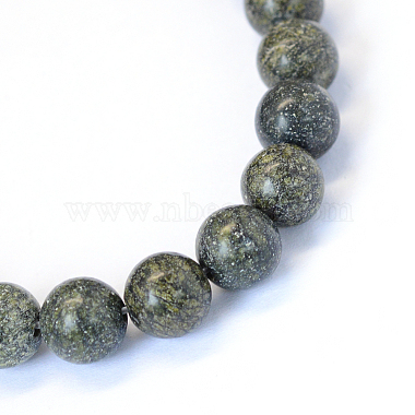 Rangées de perles rondes en dentelle serpentine naturelle / verte(G-E334-10mm-14)-2