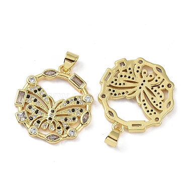 Rack Plating Brass Micro Pave Cubic Zirconia Pendants(KK-K341-54G-04)-2