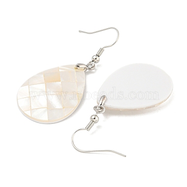 Pendientes colgantes de concha blanca natural con baño de latón(EJEW-N055-52B)-2