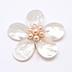 Natural White Shell Mother of Pearl Shell Flower Big Pendants(SSHEL-J032MS-07)-1