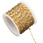 10M Stainless Steel Dapped Chains, Soldered, with Spool, Real 18K Gold Plated, 4x2x0.1mm(CHS-BBC0001-14G)
